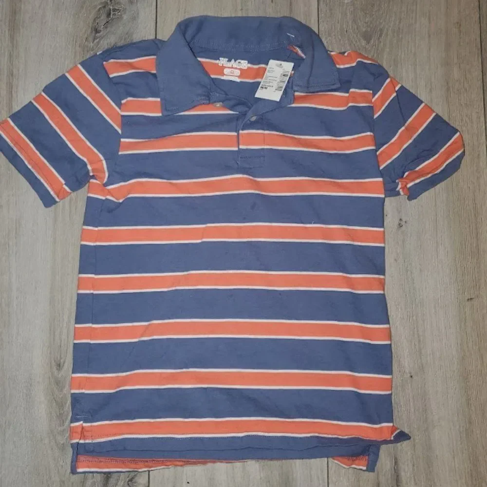 The Children's Place Boys' Short Sleeve Striped Polo T-Shirt Size Medium